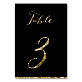 Gold Foil Wedding Table Numbers Black No. 3 Kaart