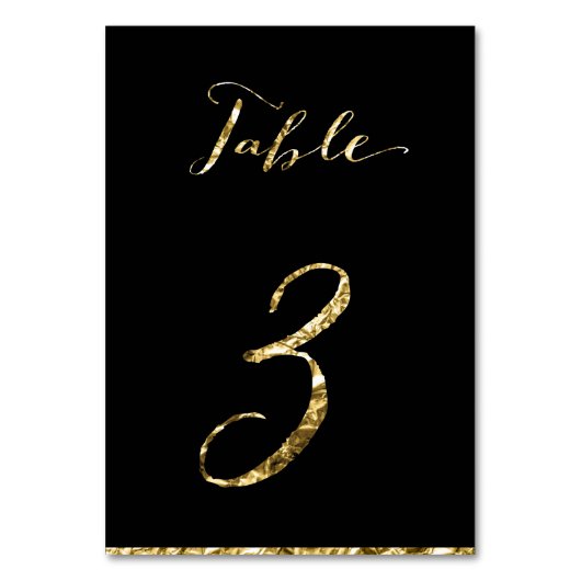 Gold Foil Wedding Table Numbers Black No. 3 Kaart (Voorkant)