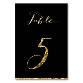 Gold Foil Wedding Table Numbers Black No. 5 Kaart (Voorkant)