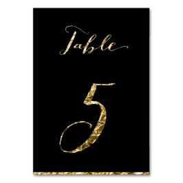 Gold Foil Wedding Table Numbers Black No. 5 Kaart