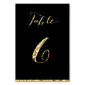 Gold Foil Wedding Table Numbers Black No. 6 Kaart (Achterkant)