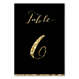 Gold Foil Wedding Table Numbers Black No. 6 Kaart