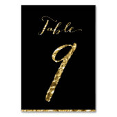 Gold Foil Wedding Table Numbers Black No. 9 Kaart (Achterkant)