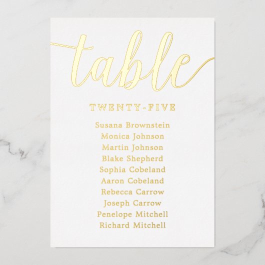 Gold Foil Wedding Table Numbers Foto Backer Folie Uitnodiging (Voorkant)