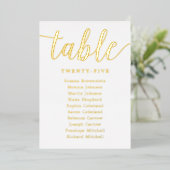 Gold Foil Wedding Table Numbers Foto Backer Folie Uitnodiging (Staand Voorkant)