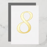 Gold Foil Wedstrijd-tabelnummer Aangepaste kleur Folie Uitnodiging<br><div class="desc">Echte goudfolie; kies uit de folie goud,  zilver of roos goud. Kies een kleur of voeg uw eigen patroon aan de voor en de rug toe. Pas de doopvont aan uw houden van aan.</div>