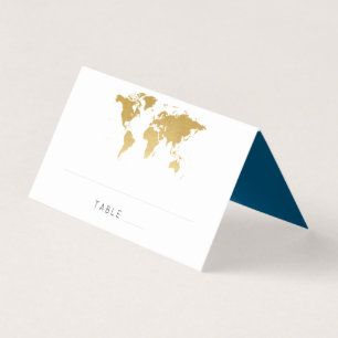 Gold Foil Wereldkaart Bestemming Reisplaatskaart Visitekaartje