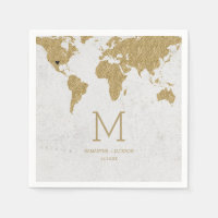 Gold Foil Wereldkaart Destination WeddenMonogram