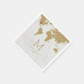 Gold Foil Wereldkaart Destination WeddenMonogram Servetten (Hoek)