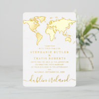 Gold Foil Wereldkaart Destination Wedding
