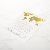 Gold Foil Wereldkaart Destination Wedding Folie Uitnodiging (Gedraaid)