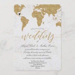 Gold Foil Wereldkaart Destination Wedding Invitati Kaart