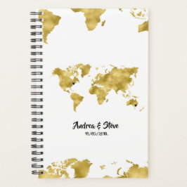 Gold Foil Wereldkaart met verwisselbare harten Planner