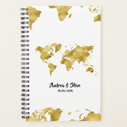 Gold Foil Wereldkaart met verwisselbare harten Planner (Voorkant)