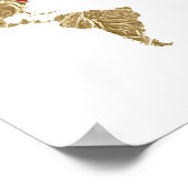 Gold Foil Wereldkaart met verwisselbare harten Poster (Hoek)