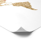 Gold Foil Wereldkaart met verwisselbare harten Poster (Hoek)