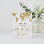 Gold Foil Wereldkaart zal je mijn bruidsmeisje zij Kaart (Staand voorkant)