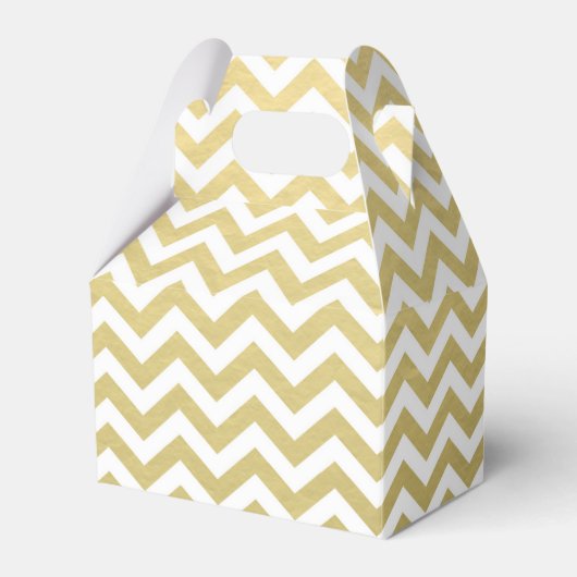 Gold Foil White Chevron Pattern Bedankdoosjes (Voorkant Zijde)