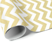 Gold Foil White Chevron Pattern Cadeaupapier (Rol Hoek)