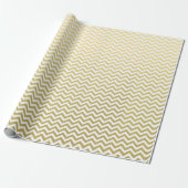 Gold Foil White Chevron Pattern Cadeaupapier (Uitgerold)