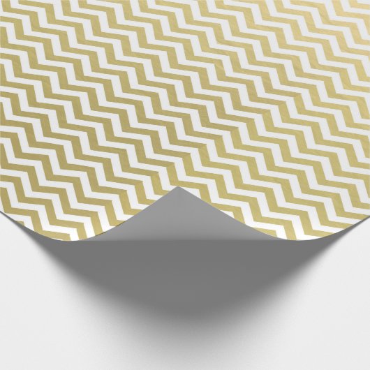 Gold Foil White Chevron Pattern Cadeaupapier (Hoek)
