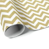 Gold Foil White Chevron Pattern Cadeaupapier (Rol Hoek)