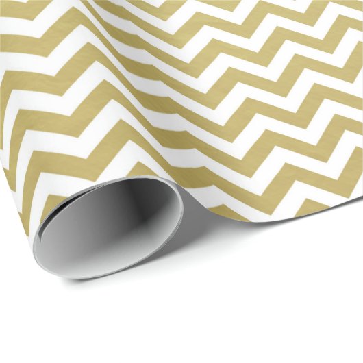 Gold Foil White Chevron Pattern Cadeaupapier (Rol Hoek)