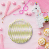Gold Foil White Chevron Pattern Papieren Bordje (Feest)