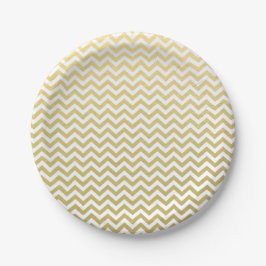 Gold Foil White Chevron Pattern Papieren Bordje