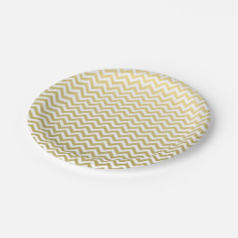 Gold Foil White Chevron Pattern Papieren Bordje
