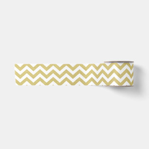 Gold Foil White Chevron Pattern Satijnen Lint