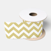 Gold Foil White Chevron Pattern Satijnen Lint (Spoel)