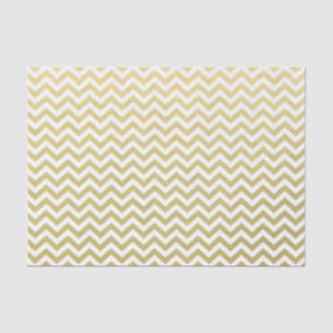 Gold Foil White Chevron Pattern Tissuepapier