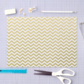 Gold Foil White Chevron Pattern Tissuepapier (Craft)