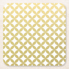 Gold Foil White Diamond Cirtern Pattern Kartonnen Onderzetters