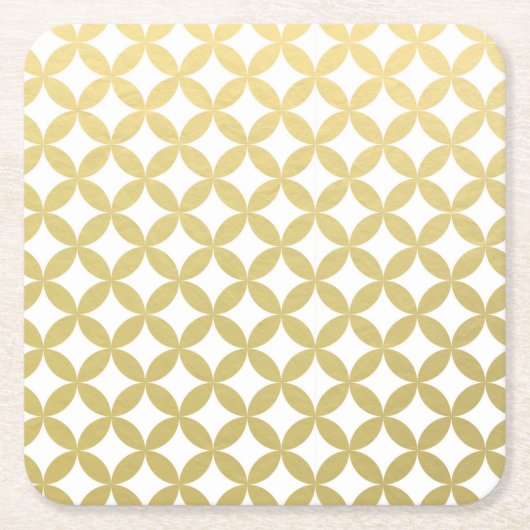 Gold Foil White Diamond Cirtern Pattern Kartonnen Onderzetters (Voorkant)
