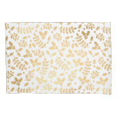 Gold Foil & White Holly Winter Kerstmis Kussensloop (Voorkant)