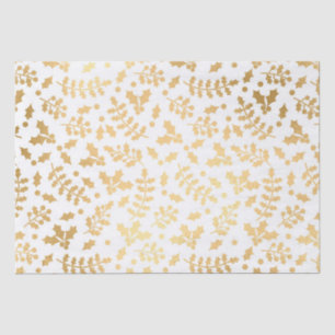 Gold Foil & White Holly Winter Kerstmis Tissuepapier