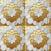 Gold Foil & White Marble Geometric Mosaic Art Deco Tegeltje