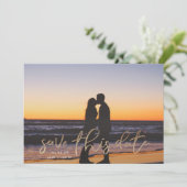 Gold Foil White Photo Calligraphy Save the Date (Staand voorkant)