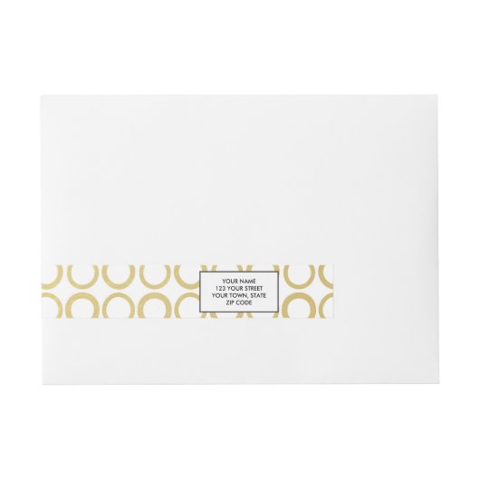 Gold Foil White Polka Dots Pattern Adreslabel Wikkel (Voorkant)