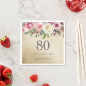 Gold Foil White roze Rose 80th Birthday Servetten (Insitu)