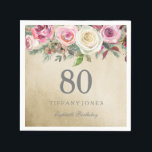 Gold Foil White roze Rose 80th Birthday Servetten<br><div class="desc">Gold Foil White Roze Roze 80th Birthday nodigt Napkin uit voor het collectie naar de niche en nestwinkel. Volledig  / gepersonaliseerd design voor waterverf met bloemen</div>