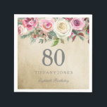 Gold Foil White roze Rose 80th Birthday Servetten<br><div class="desc">Gold Foil White Roze Roze 80th Birthday nodigt Napkin uit voor het collectie naar de niche en nestwinkel. Volledig  / gepersonaliseerd design voor waterverf met bloemen</div>
