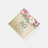 Gold Foil White roze Rose 80th Birthday Servetten (Hoek)