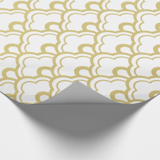 Gold Foil White Scalloped Shells Pattern Cadeaupapier (Hoek)