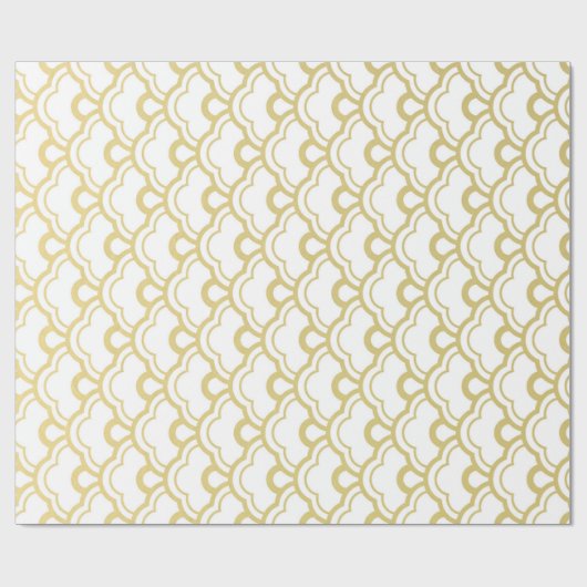 Gold Foil White Scalloped Shells Pattern Cadeaupapier (Vlak)