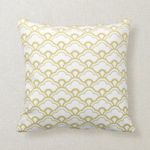 Gold Foil White Scalloped Shells Pattern Kussen