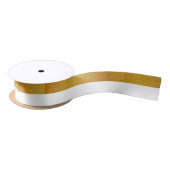 Gold Foil White Stripes Badge Pattern Satijnen Lint (Spoel)