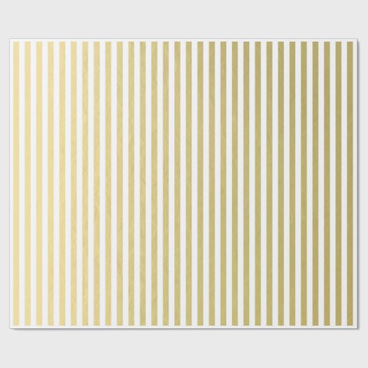 Gold Foil White Stripes Pattern Cadeaupapier (Vlak)